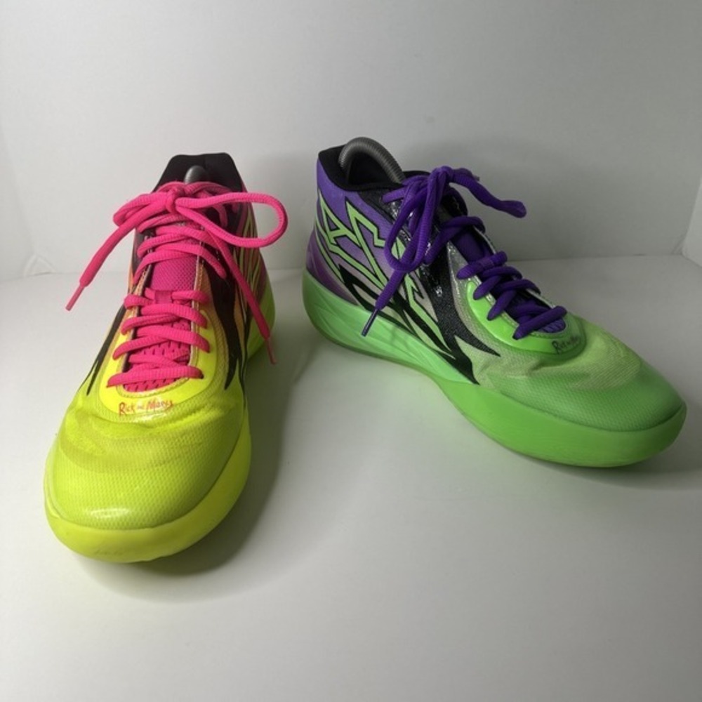 PUMA Rick and Morty x MB.02 Adventures Size 10 Yellow Purple OG WUBBA LUBBA